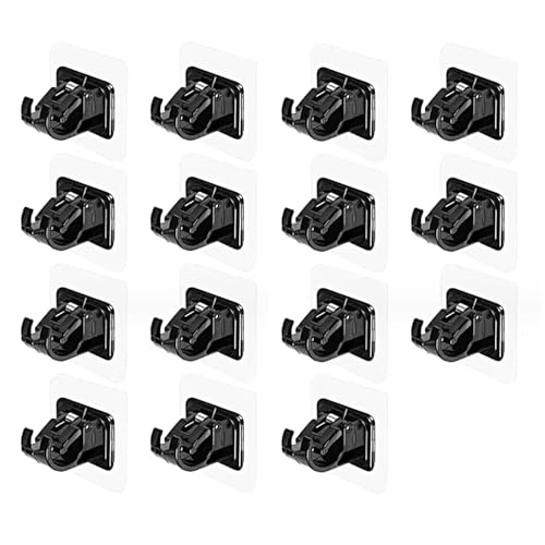 15Pcs support tringle rideau adhésif acier inox noir