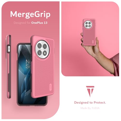 Image of TUDIA [MergeGrip Designed for OnePlus 13 Back Cover 5G (2025) - [Military Grade Drop Tested] Dual Layer Shockproof Slim Heavy Duty Tough Phone Case - Smokey Pink