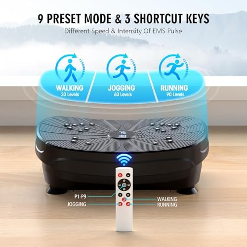 Vibration Plate Exercise Machine, PBYRD Portable Full Body Vibration Platform for Lymphatic Drainage, 9 Preset Mode & Auto Mode Fitness Board for Weight Loss Shaping, with Resistance Bands, 99 Levels 5