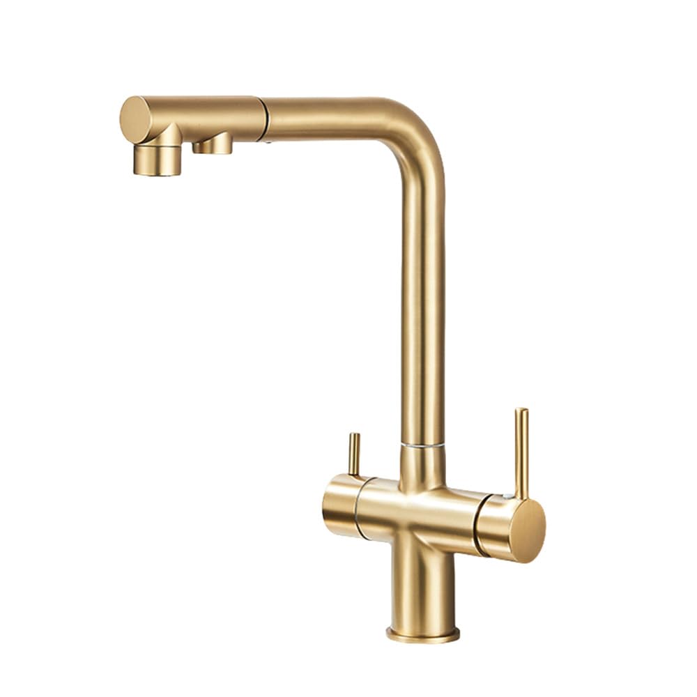 Robinet de cuisine eau purifiée mitigeur d'évier eau potable pivotant 360 double poignée
