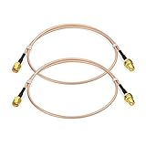 Bingfu RP-SMA Male to RP-SMA Female Bulkhead Mount RG316 WiFi Antenna Extension Coaxial Cable 60cm / 2 feet (2-Pack) for Wireless PCI Express PCIE Network Card WiFi Adapter WiFi Router Security Camera
