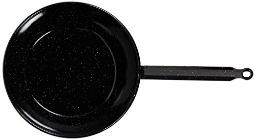 La Valenciana - Paellera (14 Cm, Acero Inoxidable, Esmaltado, Con 1 Asa), Color Negro, Negro, 22 Cm