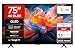 TCL 75T8C 75 Zoll QLED 4K HDR UHD Fernseher, Smart Google TV Dolby Vision Atmos,144Hz Motion Clarity Pro, Game Bar, ALLM, FreeSync, Onkyo 2.1 Sound,Sprachsteuerung, Kompatibel mit Google Assistant