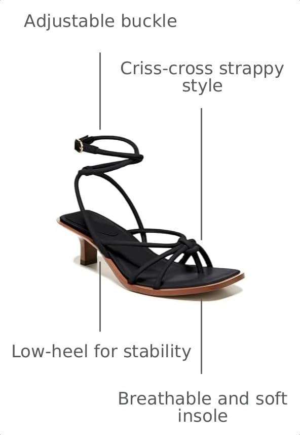Image of Coutgo Womens Strappy Heels Sandals Thong Gladiator Square Open Toe Low Kitten Heeled Criss Cross Ankle Strap Summer Dress Wedding Shoes