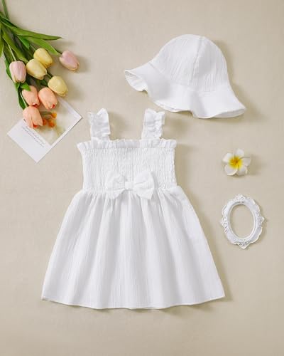 Renotemy Baby Girl Dress Summer Outfits Toddler Girls Clothes Boho Casual Sundress Infant Flower Dresses with Cute Hat2