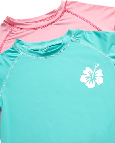 Image of Real Love Toddler Girls Rash Guard - 2 Pack Quick Dry Sun Protection Swim Shirt Girls Short Sleeve Rash Guard Kids (2T-16)