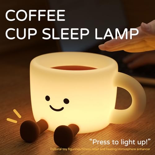 Image of QANYI Coffee Cup Night Light, Gifts for Coffee Lovers, Rechargeable Dimmable Color Changing Night Lamp, Soft Silicone Cute Desk Lamp with Touch Control, Funny Gag Birthday Gifts for Women