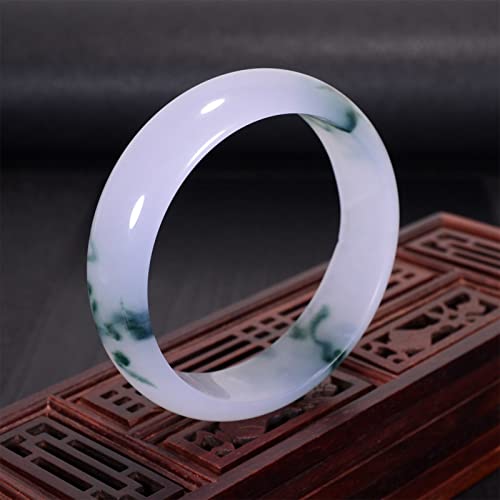 Bracelet en jade blanc et poésie naturelle jonc fleur de glace boîte cadeau