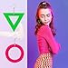 Mintolex 80s 90s Neon Earrings for Women Retro Triangular Circle Acrylic Drop Dangle Earrings for 80’s Outfits Costume Glow Party Jewelry Accessories, Green Triangle Hot Pink Circle