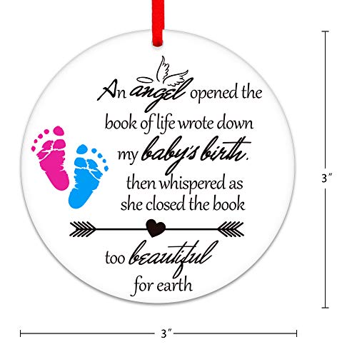 Facraft Baby Christmas In Heaven Ornament,3" Memorial Ornaments For Loss Of Loved One Kids,Footprint Baby's Angel Birth Christmas In Heaven,In Loving Memory Of Baby Angel Ornament #TOP6