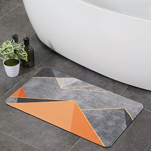 Stiio Bath Mat Rug-17" X29", Stone Bath Mats Non-Slip Super Absorbent Dries Quickly Bathroom Rugs Easy Care, Thin Bath Rugs Stone Fit Under Door Floor Mats for Kitchen/Living Room/Sink Bathtub, Orange