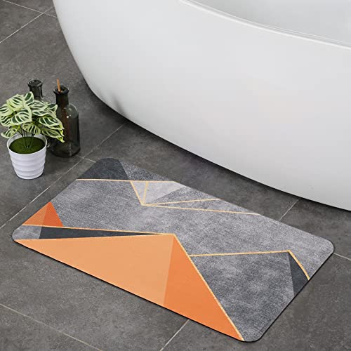 Stiio Bath Mat Rug-17" X29", Stone Bath Mats Non-Slip Super Absorbent Dries Quickly Bathroom Rugs Easy Care, Thin Bath Rugs Stone Fit Under Door Floor Mats For Kitchen/Living Room/Sink Bathtub, Orange #TOP4