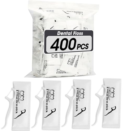AZEN 400 Count Dental Floss Bulk Individually Wrapped Floss Picks Toothpicks Flossers for Adults Ideal Travel Flossers for Deep Cleaning