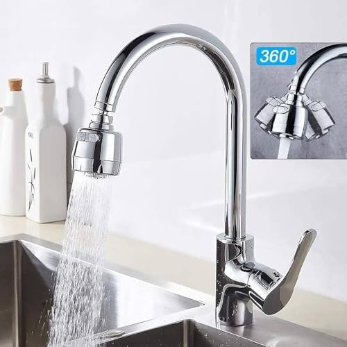 Image of 360 Degree Rotating Water-Saving Sprinkler, Faucet Aerator for Easy Clean Sink Water Saving Extension Jet Stream Spray Setting Faucet Splash-Proof Filter Extender Sprayer, Bathroom (6 Inch)