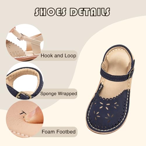 Image of THEE BRON Toddler Floral Cutout Closed Toe Sandals for Girls Breathable Summer Shoes