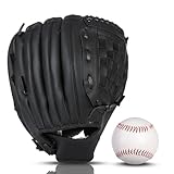 HolyElks Baseball Glove + Ball Sets, Softball Glove, Baseball Mitt, 10.5''-12.5'' for Youth Adult Training and Beginner Play, Synthetic Leather Softball Mitt, Right Hand Throw (Black, 11.5')