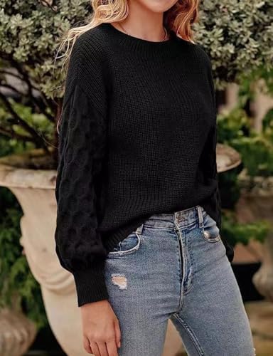 Kinghua Sweaters for Women Spring Fall Casual Crewneck Long Sleeve Ribbed Elegant Pullover Loose Fit Blouse Knit Sweater Tops4