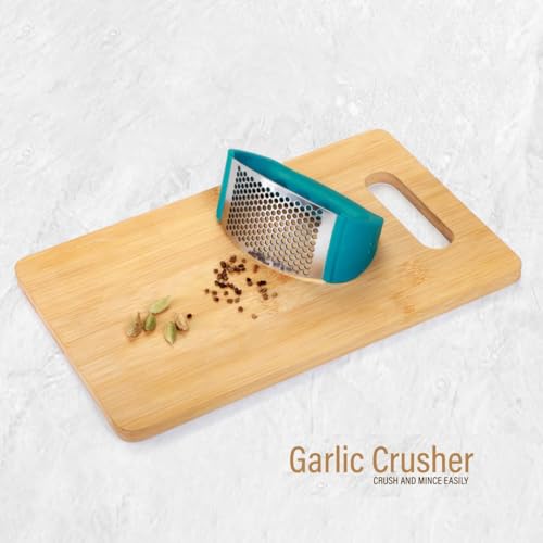 Image of Stainless Steel Garlic Crusher & Ginger Crusher | Manual Garlic Press with Ergonomic Handle (Blue)