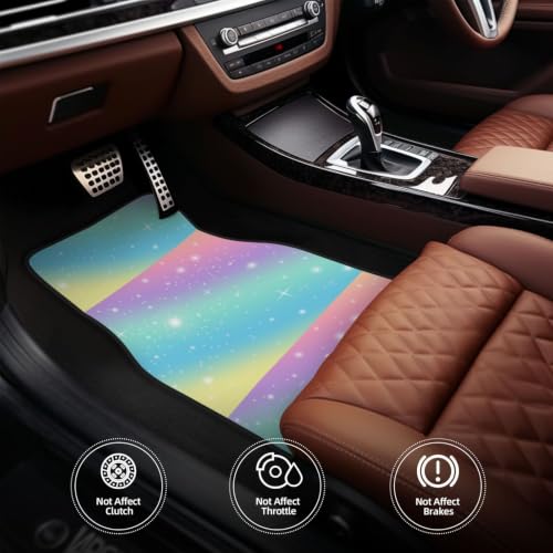 Juego de 4 alfombrillas para coche lavables con estampado de arcoíris pastel 5