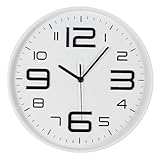 Relógio de Parede Minimalista Moderno - Branco com Números Pretos em Relevo, Elegante para Todos os Ambientes