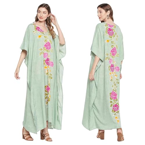 Image of Oussum Women Kaftan Plus Size Polyester Summer Lightweight Caftan Swimsuit Cover Ups Maxi African Mumu Lounge House Dress