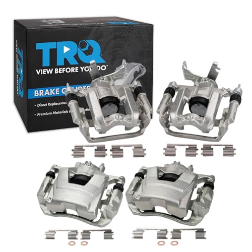 Image of TRQ Front and Rear Brake Caliper Set Zinc Coated Brackets Compatible with 2013-2017 Chevrolet Sonic