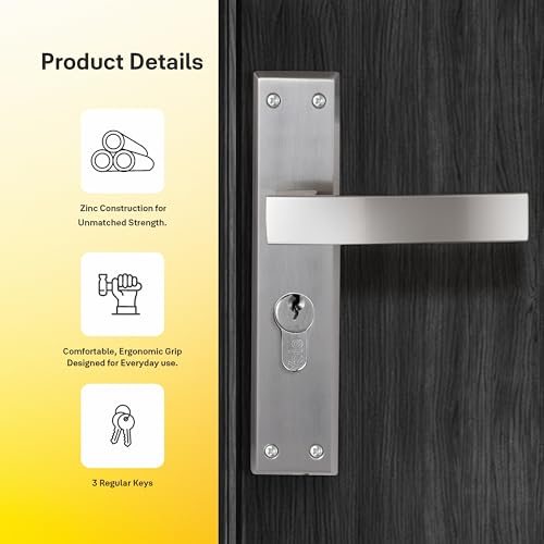Image of Yale YECM-405-8P-TT-SS Mortise Door Lock for Bedroom /Home /Office /Hotel Suitable for Left & Right Handed Doors,Handle Set Comes with 8 inch Backplate Thumb Turn 3 Keys Cylinder and Lock Body (Satin Steel)