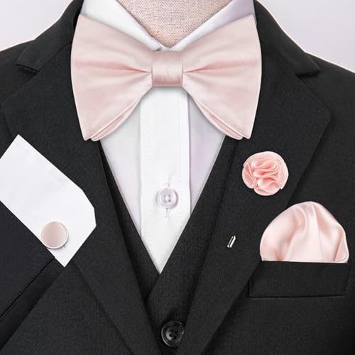 Image of Alizeal Mens 4pcs Formal Solid Bow Tie Set