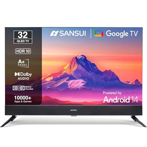 Image of SANSUI 80cm (32) Google TV with QLED Display, HDR10, Dolby Audio, Built-in Soundbar, Filmmaker Mode, 60Hz Refresh Rate JSS32GSQLED (Black)