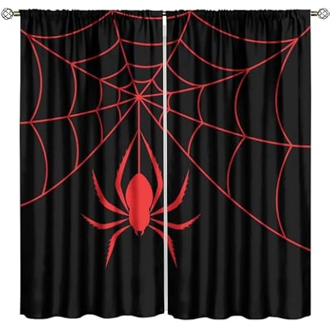 XBDDZSW Super Hero Spider Web Boys Black Red Window Curtains for Teen Room Bedroom Playroom Home Decor Drapes 2 Panel Sets,42x45 Inch Decor Style-7 Cover