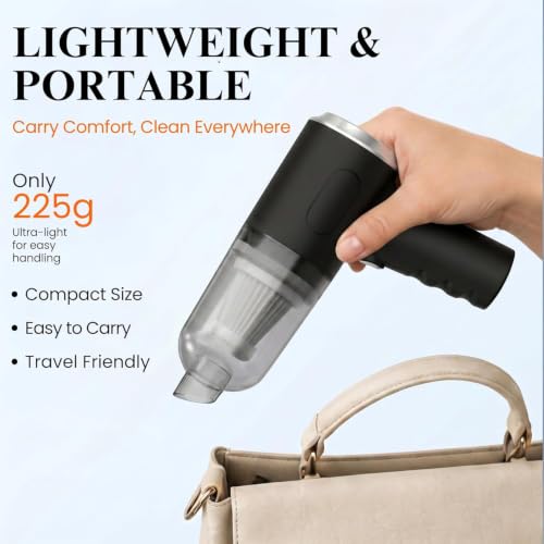 Image of 3-in-1 Car Vacuum Cleaner Cordless Handheld Vacuum with Blower, USB Rechargeable Portable Mini Vacuum Cleaner, Washable HEPA Filter, Wet & Dry for Car, Home, Office, Sofa