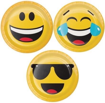 SHOW YOUR EMOJIONS Party Small Paper Plates DIAMETER APPROX 9 INCHES / 17 CENTIMETRES - Perfect for all your Emoji themed party events! 3 DESIGNS PER PACK