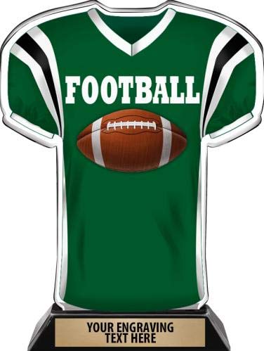 Crown Awards Acrylic Football Jersey Trophy, Football Jersey Shaped Award Trophies with Custom Engraving, Green