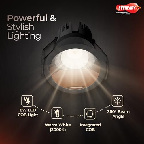 Image of Eveready Ultima Series Fusion, 8W LED COB Light, Warm White (3000K), Rosegold Reflector, Pack of 6