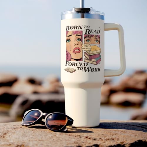 Funny Book Lover Gifts for Women Water Bottle with Handle & Straw Lid 1.18L - Image 5