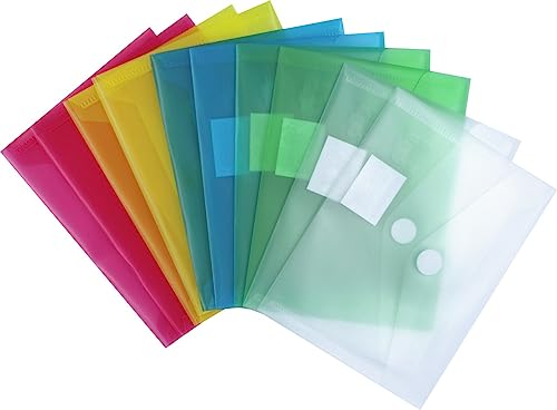 EXXO by HFP 90800 Dokumententasche mit Klettverschluss A6 quer 10 Stück farbig sortiert 160 mm x 120 mm