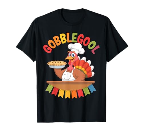 Gobblegool Thankful Turkey Day Colorful Ringraziamento Vacanza Maglietta