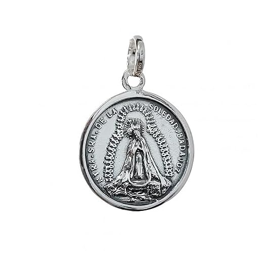 Virgen Nuestra Señora de la Soledad Badajoz Colgante Plata Ley 925 medalla 21mm.
