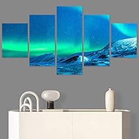 SIGNWIN 5 Panel Canvas Wall Art Modern Art Astronomy & Space Aurora Colorful Global Multicolor Photography for Home Decorations Ready to Hang - 60