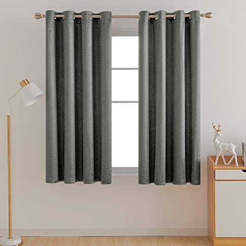 Image of Deconovo Fashionable Rod Pocket Blackout Curtains Room Darkening Curtains Window Treatments Shade Curtains for Study （5.2 Feet-Window） 52W x 63L Inch Dark Grey 2 Drapes