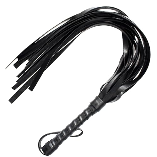 55cm Fouet en Cuir Frangé, Cravache Équitation avec Poignée Antidérapante Fouet D'Entraînement Equestre Accessoire pour Spectacles Sports D'équitation en...