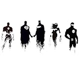 Justice League Batman Superman Hero Wall Art Comics Vinyle Amovible Décoration De La Maison De Bande Dessinée Décoration De La Maison Stickers Muraux 36X85Cm