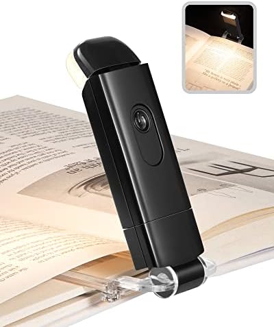 DEWENWILS USB Rechargeable Book Light for Reading in Bed, Warm White, Brightness Adjustable, LED Clip on Book Reading Lights, Perfect for Bookworms, Kids, Black