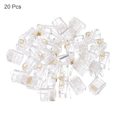 QUARKZMAN Telefonmodularstecker männlich RJ11/RJ12 Stecker, Kupferkern 6P6C klar 20 Stück