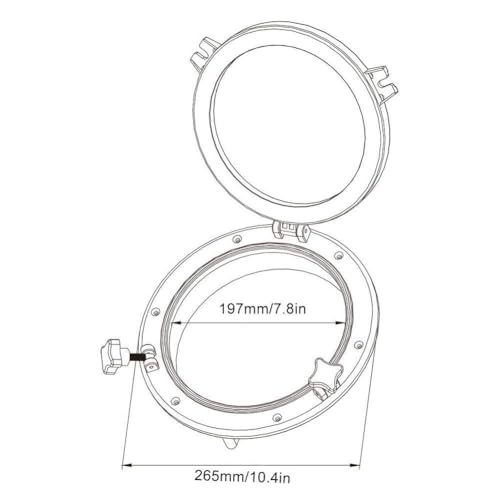 GAESHOW 26.5CM Marine Bullauge Runde schwarz Portlight Stalinit Fenster Universal für Boot Yacht Ersatzboot Zubehör