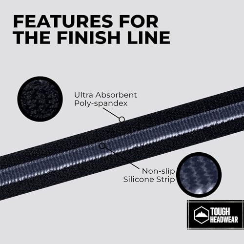 Image of Tough Headwear Thin Elastic Headbands - Sports Hair Head Band for Women & Men - Non Slip Mens Workout Headband - 6-Pack