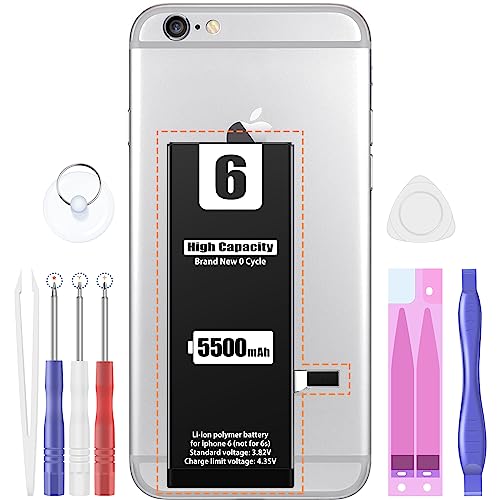 EMNT （5500mAh） Battery for iPhone 6, (Model:A1586,A1589,A1549) High Capacity Than Others Replacement Battery with Complete Repair Tool Kit and Instructions.la