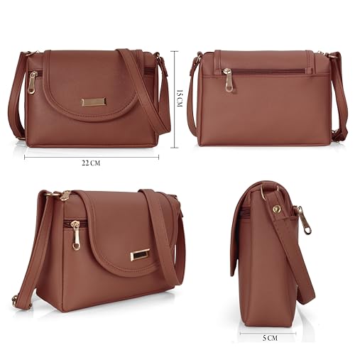 Image of J I ACCESSORIES Women's Stylish Crossbody Sling Bag - Elegant PU Leather Small Shoulder Purse with Adjustable Strap - Casual & Travel Handbag