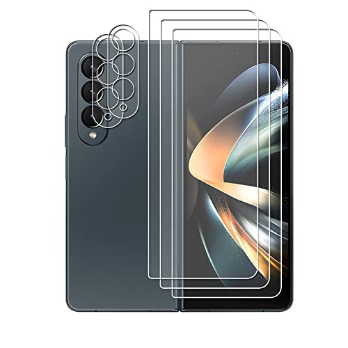 Verre Trempé(3)+Caméra Arrière Protecteur(2) pour Samsung Galaxy Z Fold 4 5G Film Protection Ecran Verre Trempe Glass Screen Protector Tempered Ultra Resistant Vitre Ecran Protecteur Anti Rayure Cover