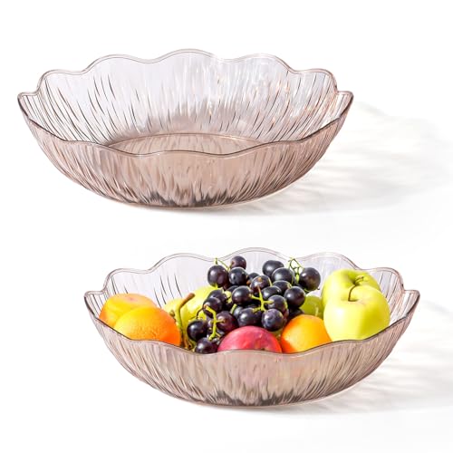 Doafoce 2 Pièces Corbeille à Fruits Bol à Fruits Moderne Panier a Fruit Grande Corbeilles à Fruits en Plastique pour Fruits, Collations, Légumes, Pain, Décoration de Table 24×24×6cm